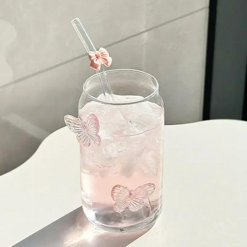 

Стекло в форме банта, Стакан для воды, Бытовой стакан для холодных напитков высокой ценности, Милые стаканы для сока, молока, кофе, Стеклянная посуда 401-500ml