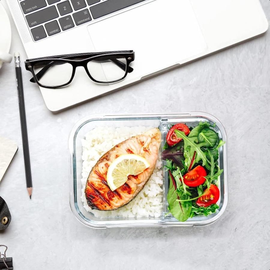 

M MCIRCO [5Pack36 Oz] Glass Meal Prep Containers 2 Compartments Portion Control with Upgraded Snap Locking Lids Glass Food Stor United States