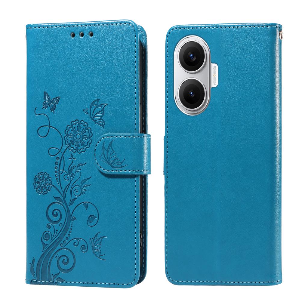 For Xiaomi Poco F7 5G/Redmi Turbo 4 Pro 5G Leather Case Butterfly Floral Imprint Wallet Stand Cover