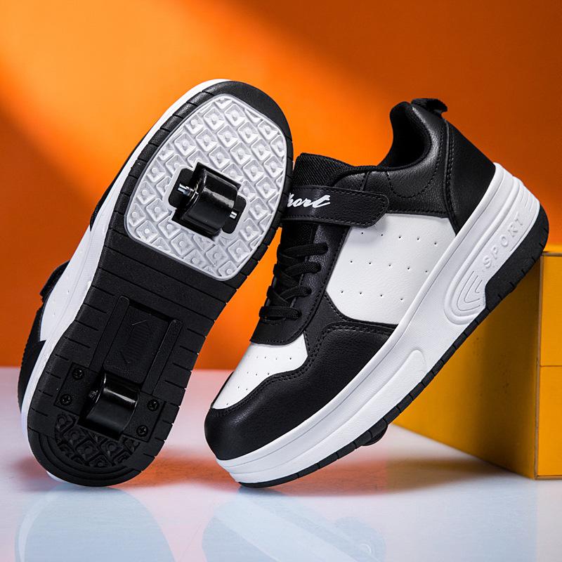 2025 Rollschuhe für Jungen & Mädchen, Doppelschuhe, Trendige Knopf-Rollen Freizeitsport-Schuhe