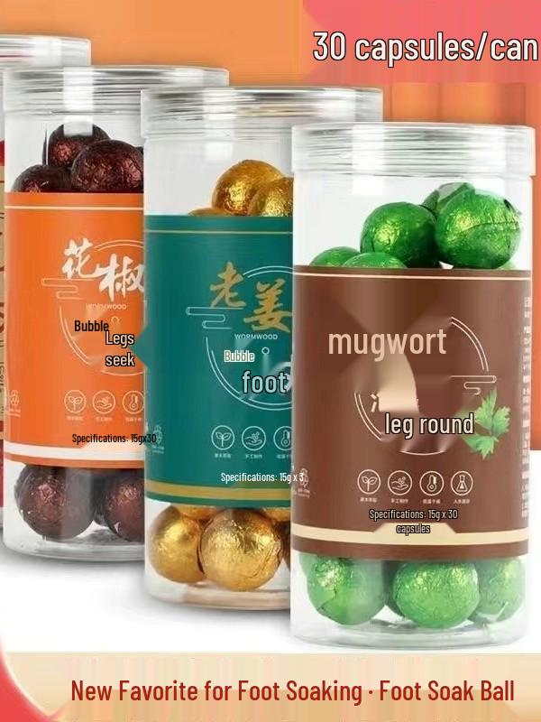 Mugwort & Safflower Herbal Foot Soak Balls - Softening, Warming Essence for Relaxing Foot Care