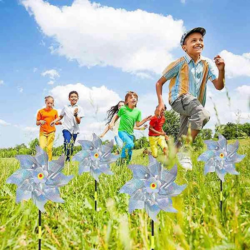 10 Pack Bird Repellent Scare Pinwheels, Bird Reflective Deterrent Pinwheel Device Outdoor Birds Away for Lawn