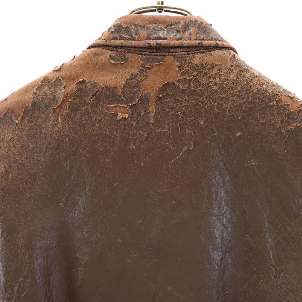 Lawton 40s Vintage U-shape leather jacket 34 Brown TALON ZIP Men's Used