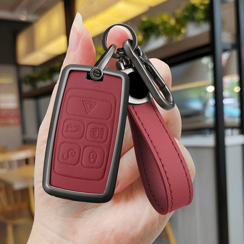 Car Zinc Alloy Leather Key Cases Holder Cover for Land Rover Range Rover Discovery 5 LR2 LR4 Sport for JAGUAR XE XF XJ F PACE