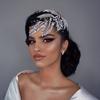 Women Rhinestone Leaf Design Glamorous Bridal Headband Forehead Decoration Headpieces For Wedding Prom Birthday Party Hair Accessories