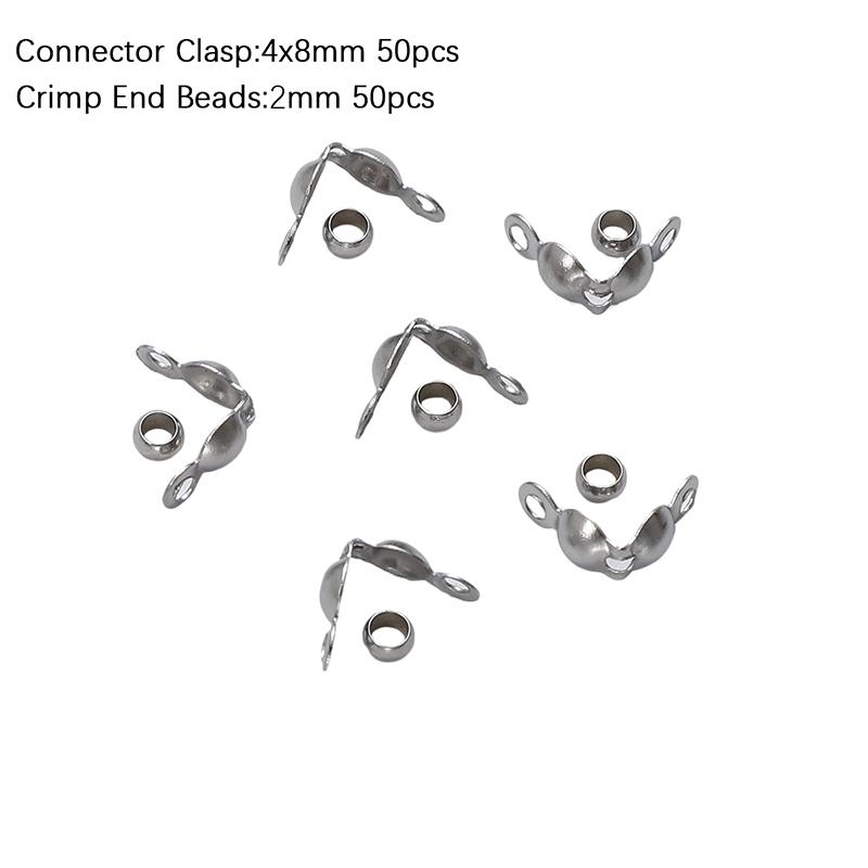 100Pcs Stainless Steel Buckle Positioning Bead, Clasp Connector for Chain Jewelry