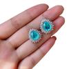 Paraiba Water Drop S925 Silver Needle Stud Earrings, Emerald Slightly Inlaid Imitation Diamond Temperament Light Earrings