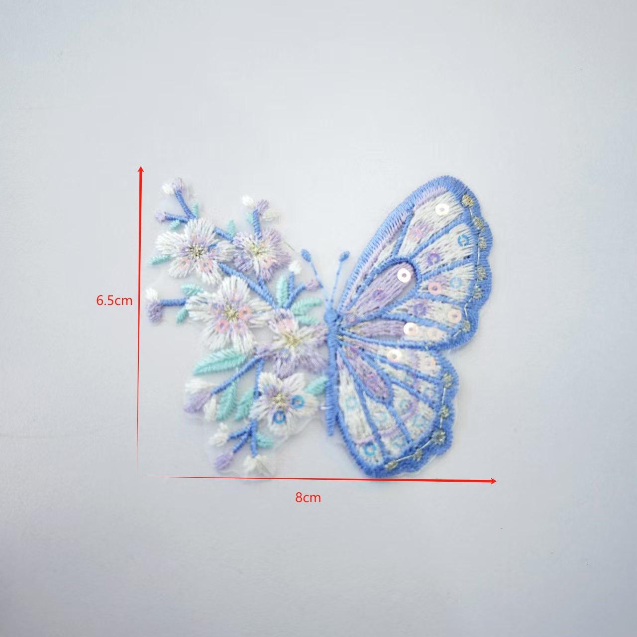 

1 шт. Красочная вышитая бабочка Тюлевое кружево Отделка Нашивка Ремонт Сделай сам Заколка Головной убор Швейная отделка для одежды синий