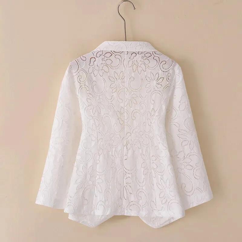 Chaqueta Fina de Encaje Calado de Verano para Mujer Talla Grande Diseño Estilo Nacional Botón de Disco Ropa Protectora Solar