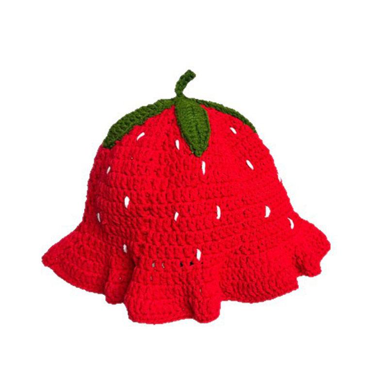 Strawberry Crochet Hat For Women , Knitted Winter Sweet Cute Warm Hat Christmas Cosplay