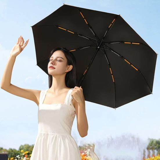 Automatic Folding Umbrella Sun Blocking UV Protection Tri-fold Umbrella Waterproof Windproof Portable Men Women Sun Rain Umbrella
