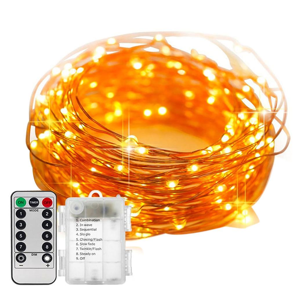 5M/16.4ft 50 LEDs Fairy Lights Copper Wire Lamp Christmas String Light 8 Lighting Modes with Remote Control 3 * AA Cell Powered for Wedding Party