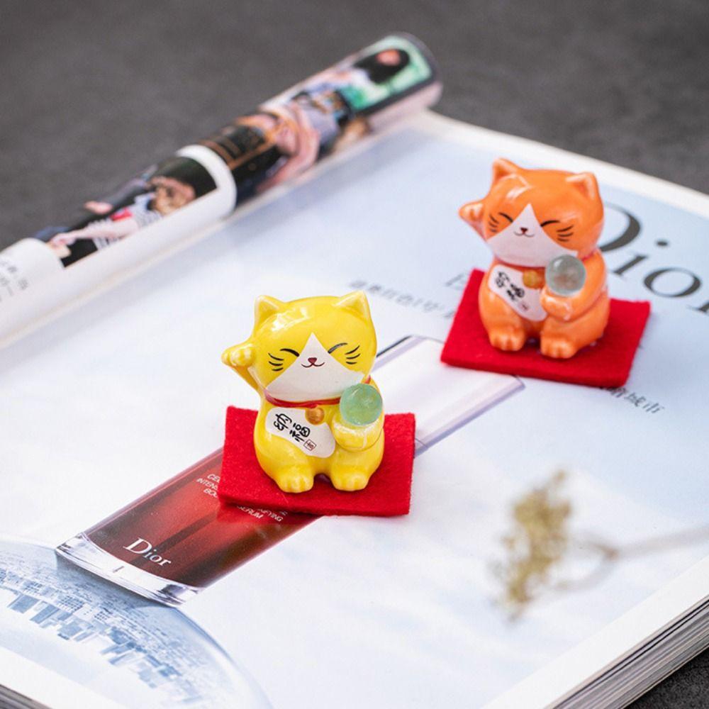 

Керамическая фигурка счастливого кота, мультяшная статуя кота, настольный орнамент, игрушка, скульптура, подарок