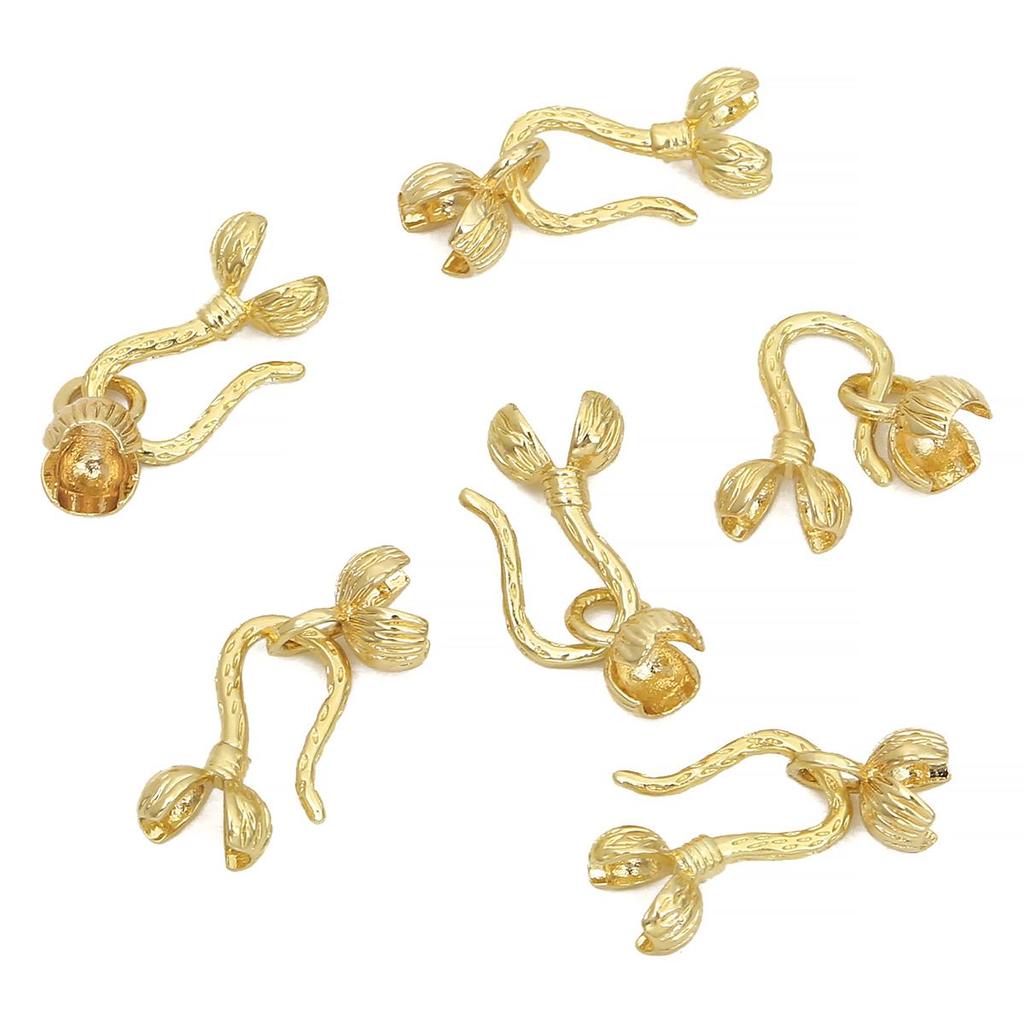 Copper Flower Bud Closure Clasps Charms DIY For Women Earring Making Supplies for DIY Jewelry Making