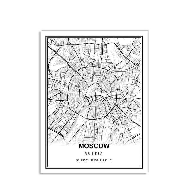 

Скандинавский плакат с принтом, современная карта города, настенное искусство, Лондон, Нью-Йорк, Париж, черно-белая картина на холсте, украшение для гостиной, изображение 40x50cm No Frame