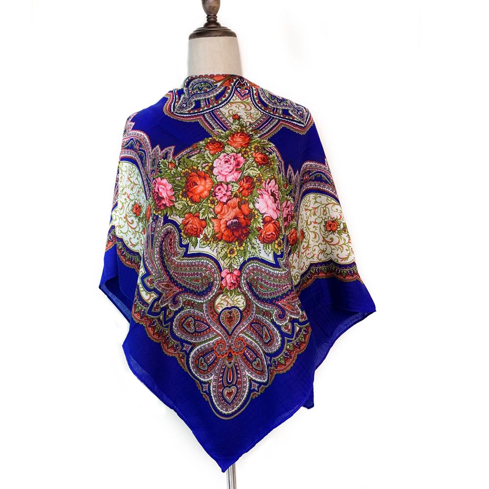 110*110 см Женский Русский Цветочный Квадратный Шарф Роскошная Бандана с Цветочным Принтом Шаль Повязки на Голову Платки-Бабушки Хиджаб Повязка на Голову