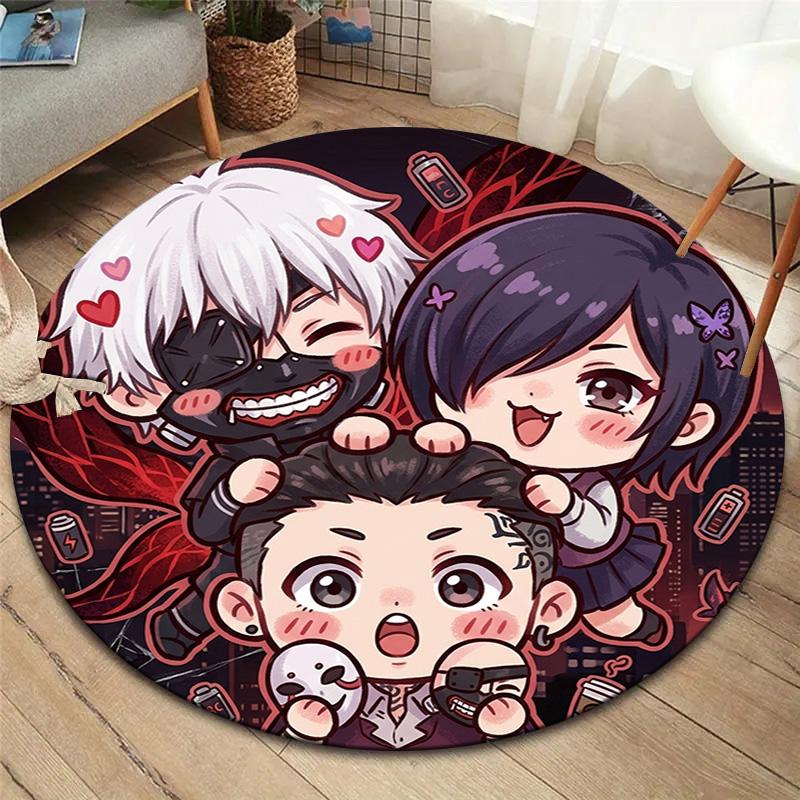 Tokyo Ghoul Round Area Rug Carpet Rug For Living Room Bedroom Sofa Playroom Decor Nonslip Floor Mat