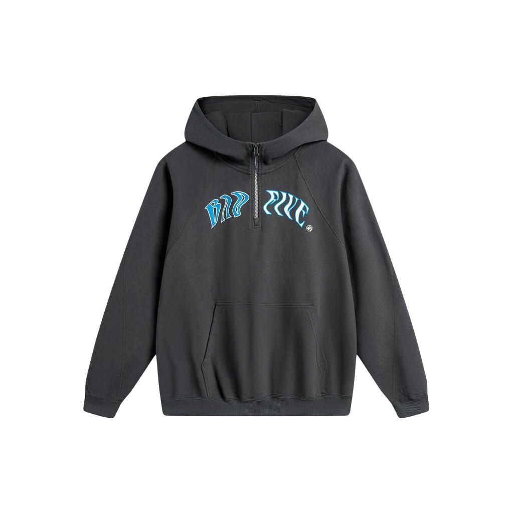 Li-Ning Unisex Badfive Series Half-Zip Graphic Hooded Sweatshirt Black AWDU087-7 M