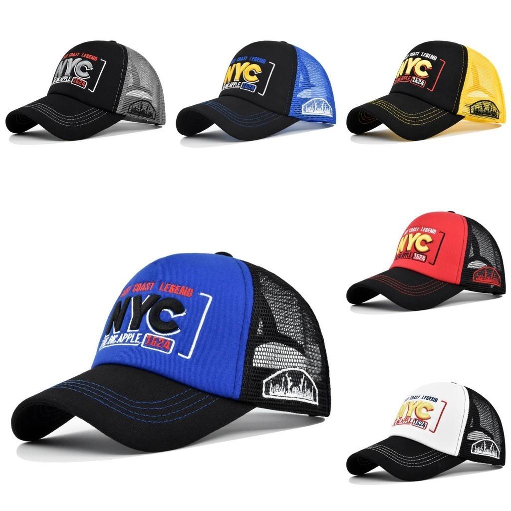 Nyc Embroidered Baseball Cap Adjustable Summer Cotton Hat With Mesh Brim