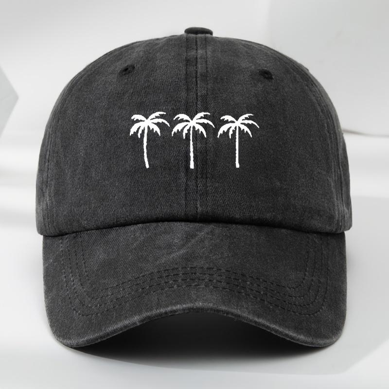 

Three Coconut Trees Printed Baseball Cap Outdoor Leisure Sports Soft Top Adjustable Peaked Cap Familiar Old Classic Hat чёрный