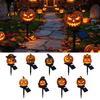Warm Amber Light Solar Halloween Pumpkin Garden Stake Light, Waterproof Resin LED Decorative Lawn Lamps Lantern, Spooky Yard Lighting for Outdoor