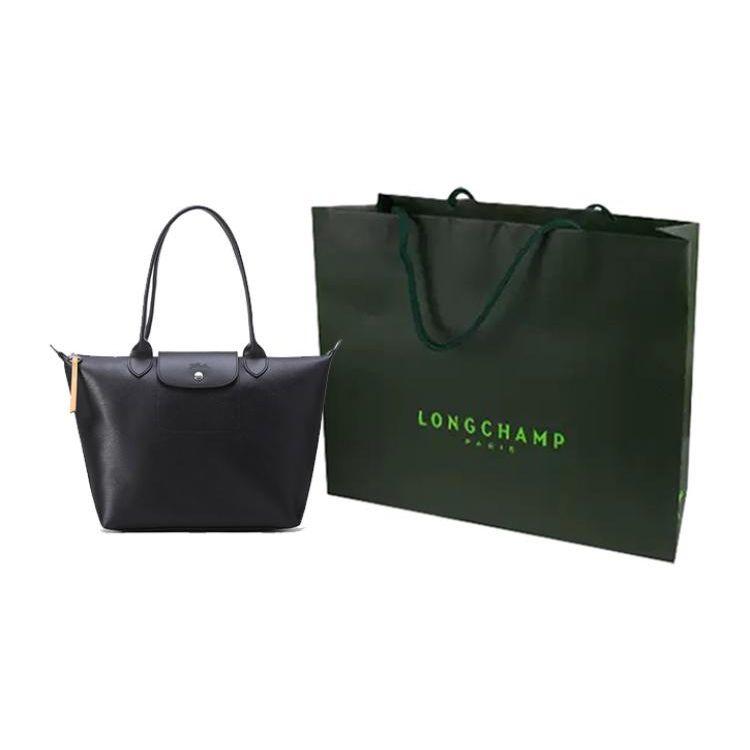 Longchamp Le Pliage City 28 Zipper Long Handle Eco-Friendly Coated Canvas Dumpling Bag Tote Shoulder Bag Medium Women Bags Black 2605HYQ001
