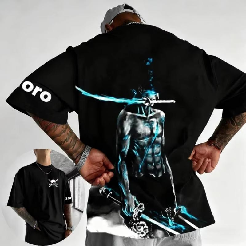

One Piece Mens and Womens Tshirt Roronoa Zoro High Quality Tee Anime Summer Spring Boy Girl Shortsleeved Parentchild Outfit S