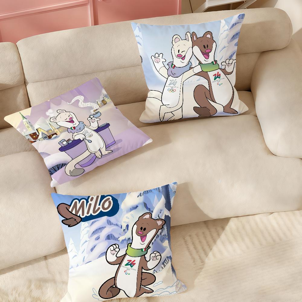 Mascot T-Tina And M-Milo Pillow Case Office Cushions Suitable For Sofa Car Bedroom Decorative Cushion Cover