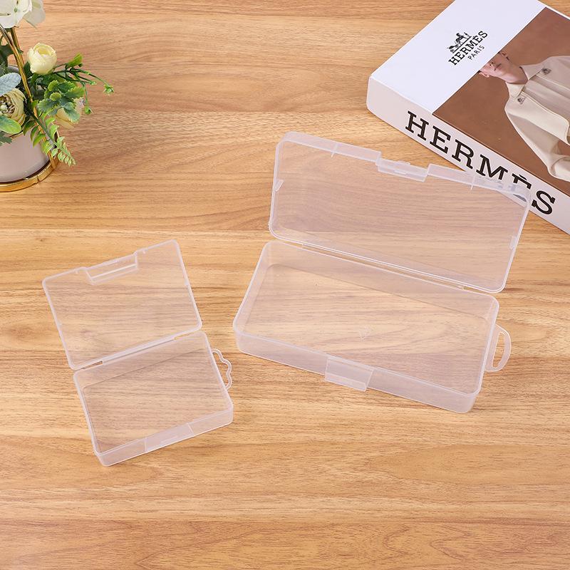 Clear Plastic Lidded Storage Box Set with Hook - Large, Medium, Small Desktop Organizer for Hardware and Accessories