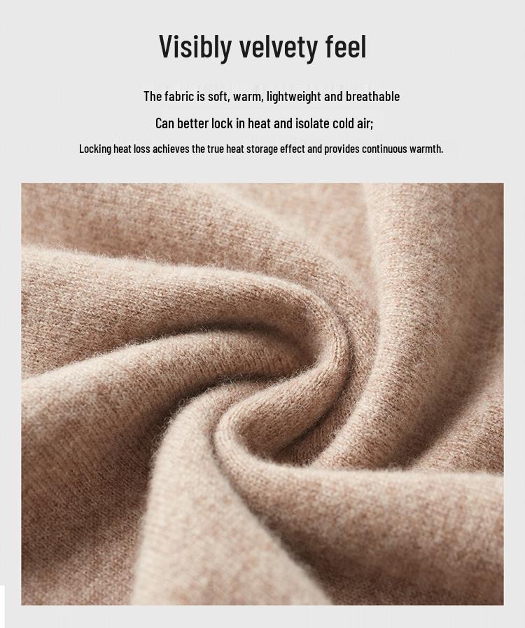 Men's Pure Wool Half-High Collar Solid Color Pullover Sweater - Loose, Plus Size, Warm Knitwear