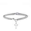 Bracelet Chaîne Rolo avec Breloque Croix Fil Petites Épines Chaîne Cubaine Croix Pendentif Pendant Chaîne Câble Maillon Bracelet Homme Femme