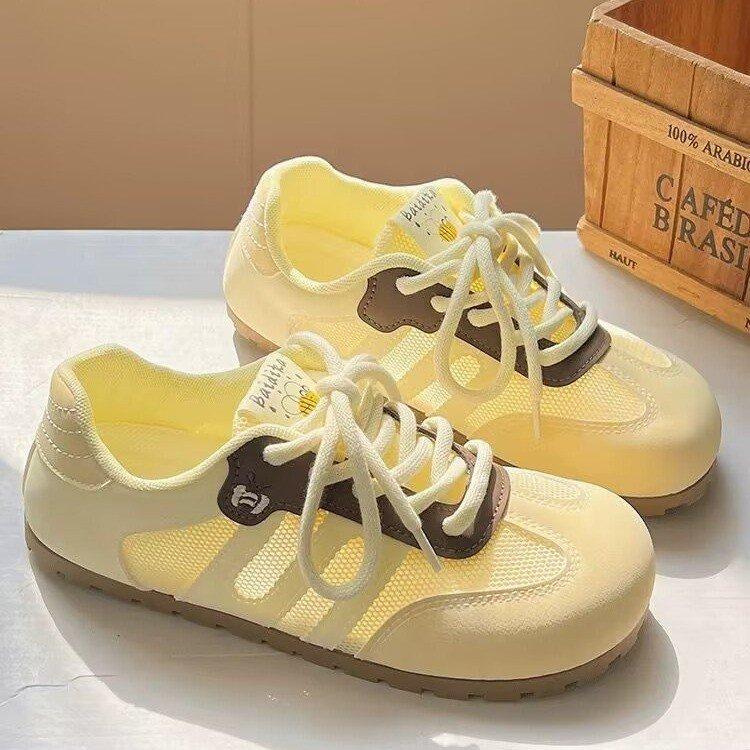 

Summer breathable women s shoes mesh shoes with skirts ballet style moral training shoes versatile casual sports flat baseplate shoes 40 жёлтый
