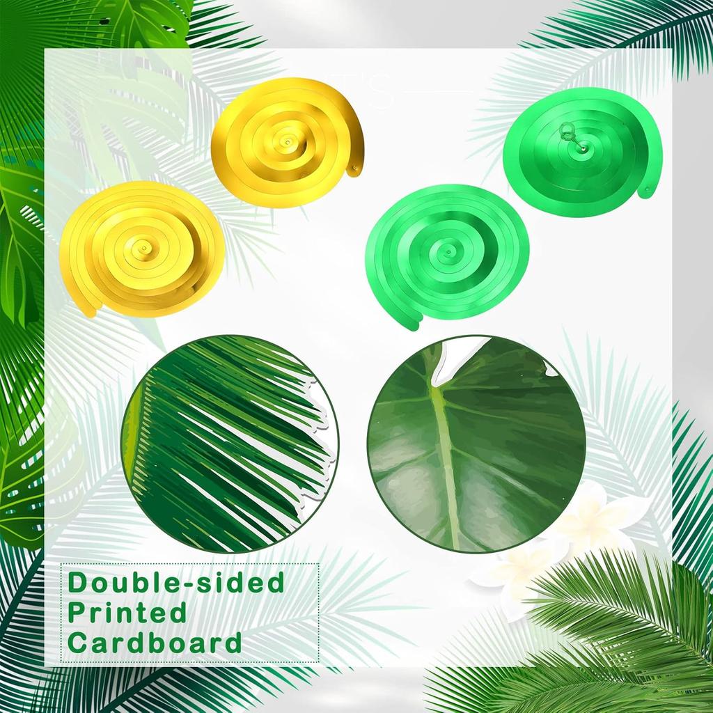 Geyee 51 Pcs Hawaiian Luau Party Palm Leaves Swirl Decorations Green Palm Leaves Hanging Decoration Ceiling Tropical Safari Jungle Party Decor for