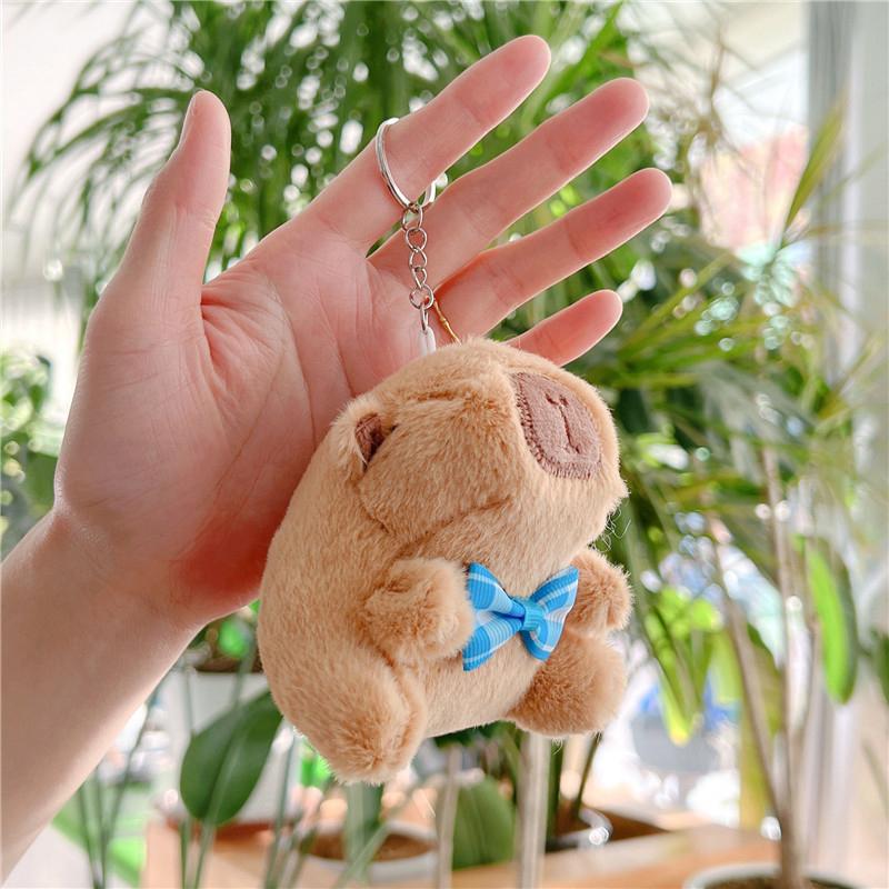 Cute Capybara Plush Keychain Backpack Pendant Toy Car Key Ring Decoration Accessories Kawaii Stuffed Doll Children Birthday Gift