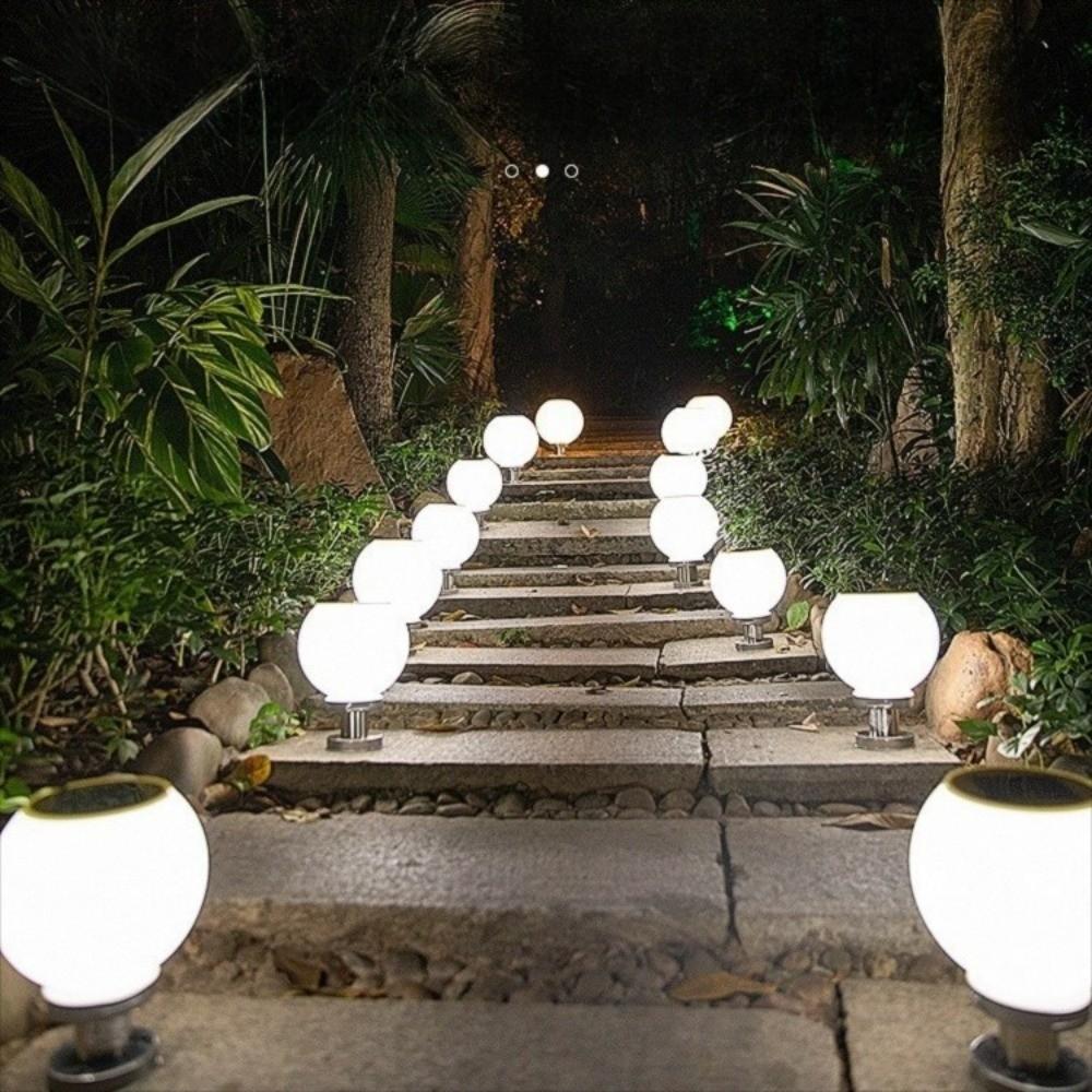 Stainless Steel Pillar Lamp Waterproof Solar Post Lamp LED Round Ball  For Garden Villa Pillar