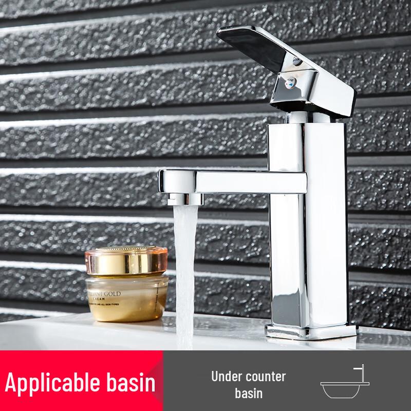 TLXT Black Square Single Handle Basin Faucet