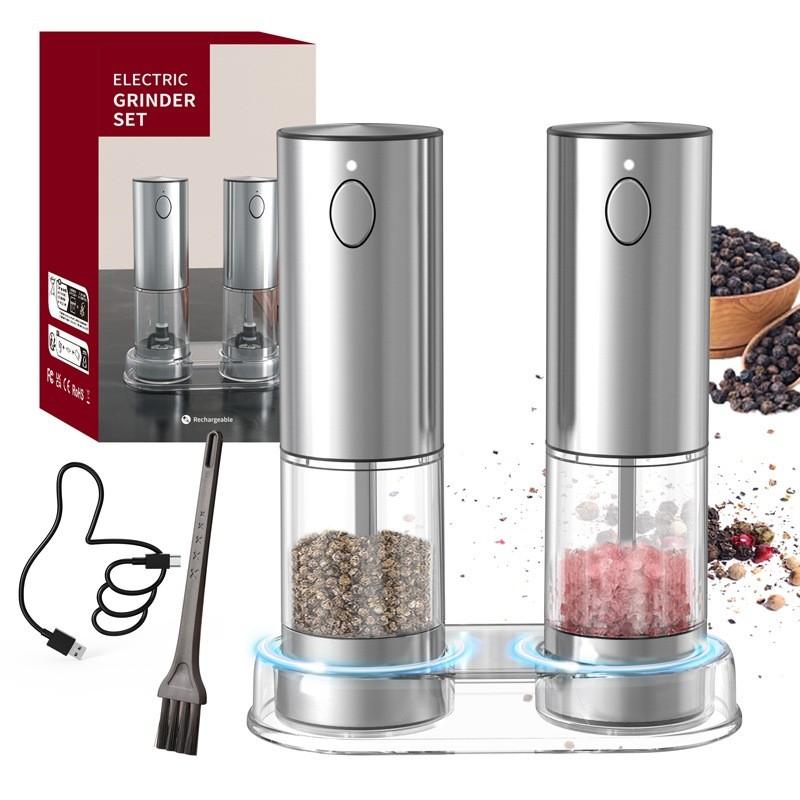 Sea Salt Automatic Grinding Machine Kitchen Electric Pepper Grinder Storage Set Adjustable Coarseness Electric Grinder