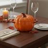 Ceramic Halloween Pumpkin Bowl Double Ear Handle Pumpkin Casserole Oven-Safe Soup Bowl Noodle