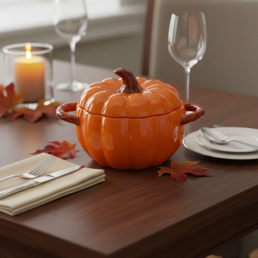 Con Tapa Calabaza de Halloween Bol Cerámico para Postre Fácil de Limpiar Bol para Fideos Instantáneos Fideo