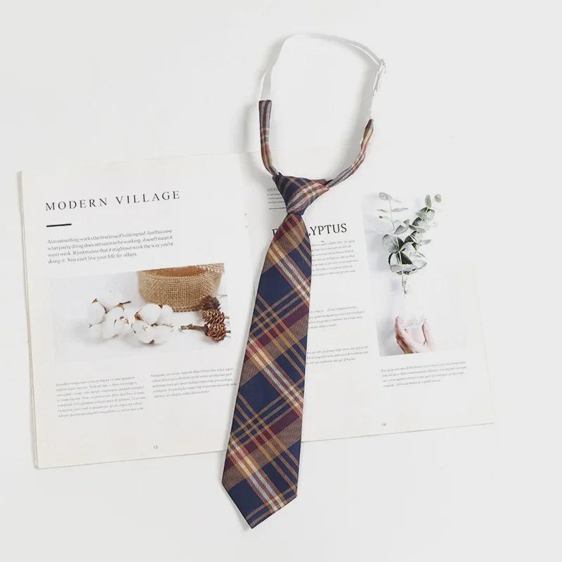 Hnědá retro kostkovaná kravata pro ženy a muže - japonský vysokoškolský styl motýlek