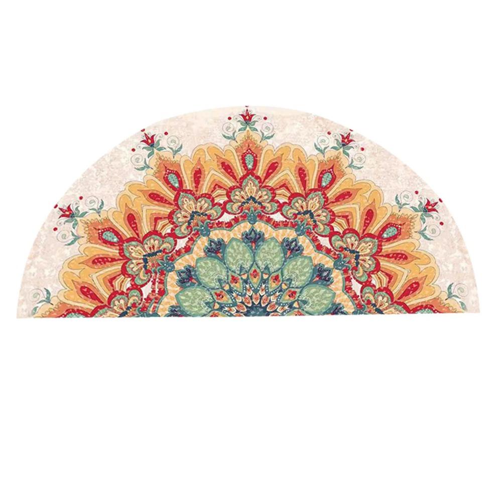 Bohemian Style Semi Circular Floor Mat Ethnic Wind Entrance Door Foot Mat Household Bathroom Absorbent Mat Lettuce Blanket