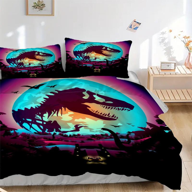 3Pcs Dinosaur Night Safari Bedding Sets For All Sizes New 3D Printed Bed Cover Comforter Duvet Cover Pillowcase Bedroom Decoration
