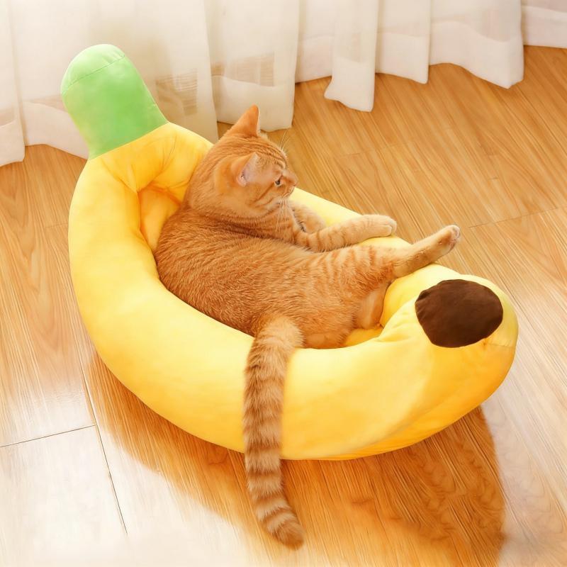 Banana Pet House Dog Cat Nest Warm Plush Toys Soft Plush Stuffed Cushion Creative Banana Home Living Room Decoration
