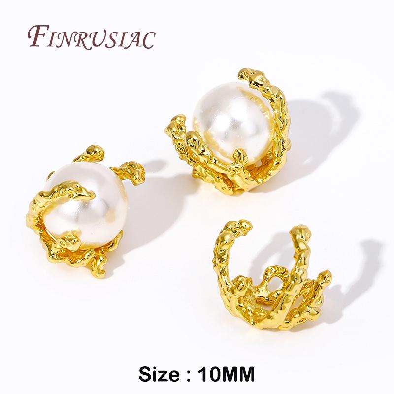 

18K Gold Plated Large Beads Caps For DIY Beading Jewelry Accessories Findings Wholesale Brass Flower Caps For Beads 4 Pieces