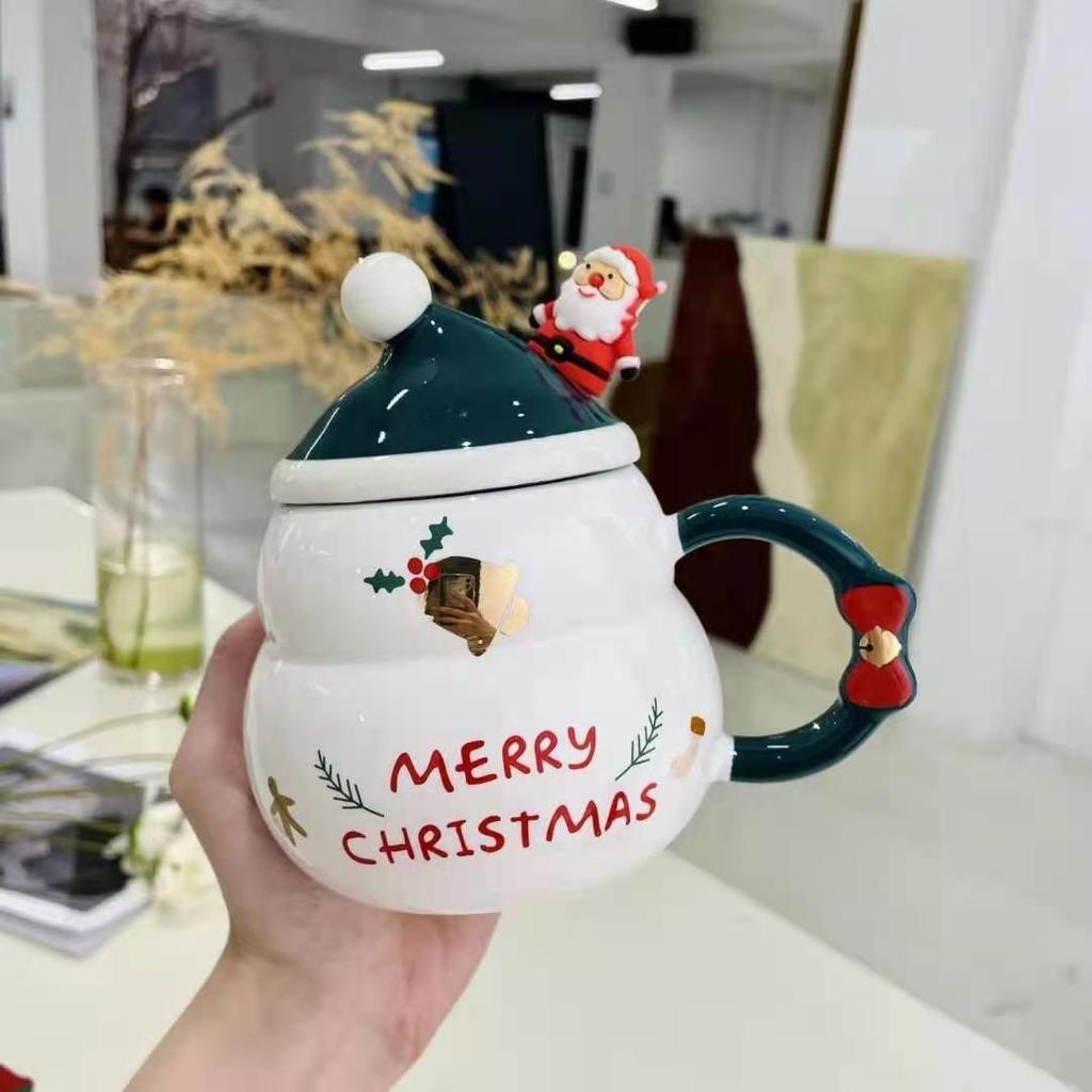 High-value Creative Christmas Snowman Mug with Lid with Spoon Christmas Gift Mug Dorky Mug Couple Mug