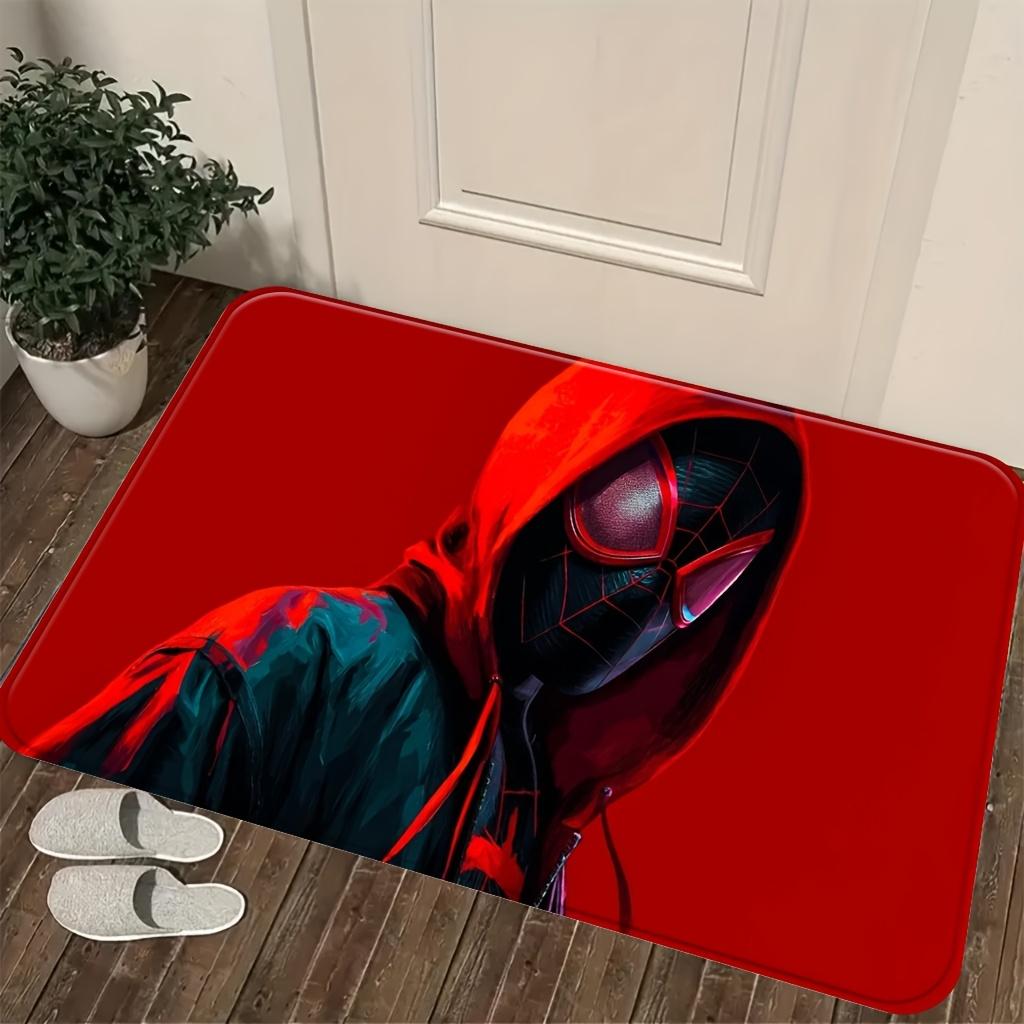 Authorized 1pc Cartoon Printed Mat, Miles Morales Spider- Red Black Hooded Suit Pattern Easy to Clean, Suitable for Home Entra 40cm x 60cm