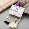 6 pairs Women Fashionable Bohemian Tassels Romantic Earrings Flower Pattern Earrings