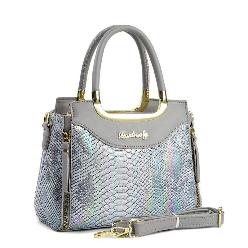

Bright Leather Crocodile Pattern Handbag, Casual and Fashionable Daily Crossbody Bag, Temperament and Texture, Versatile Shoulder Bag сірий колір