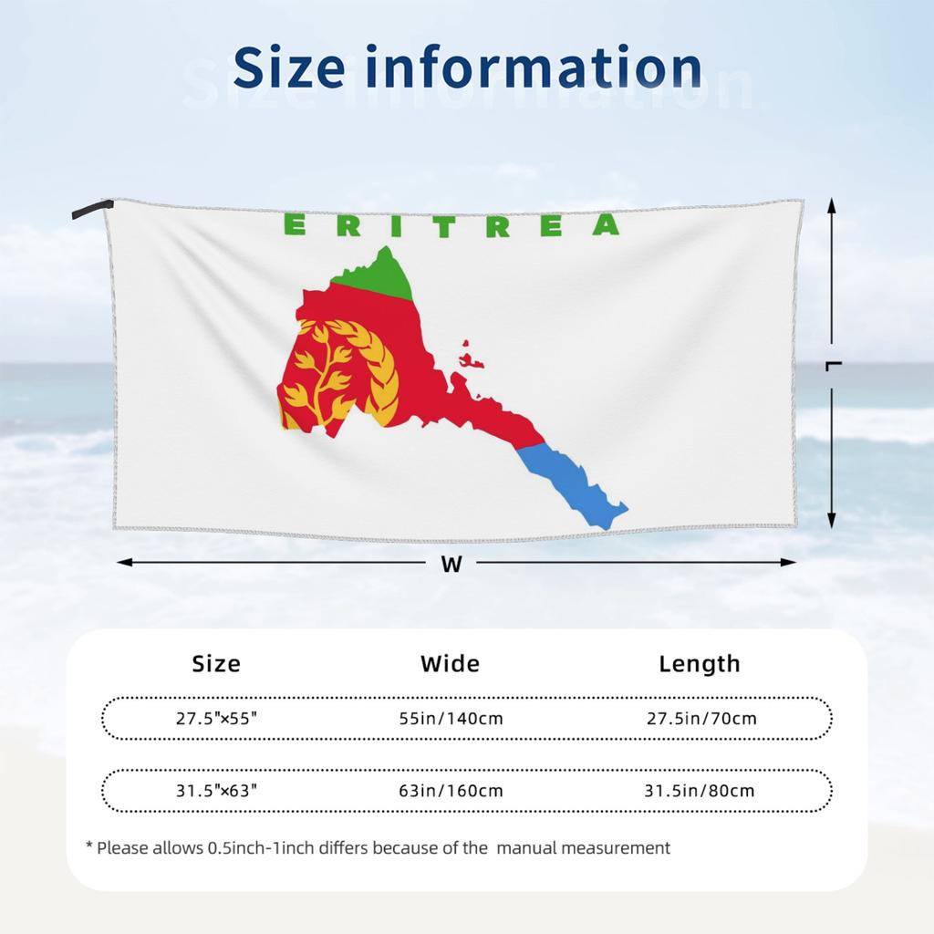 Flag of Eritrea Beach Towel Soft Microfiber Quick Dry Absorbent Quick Towels For Bath