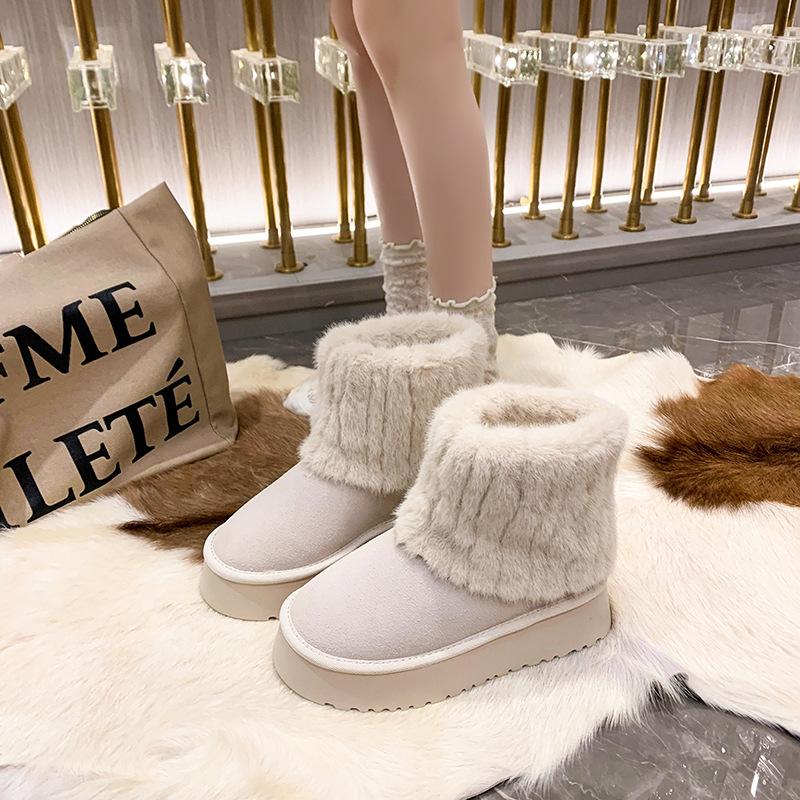 Internet celebrity winter new Korean version muffin thick-soled plush warm snow boots women's fluffy trousers thickened short cotton shoes